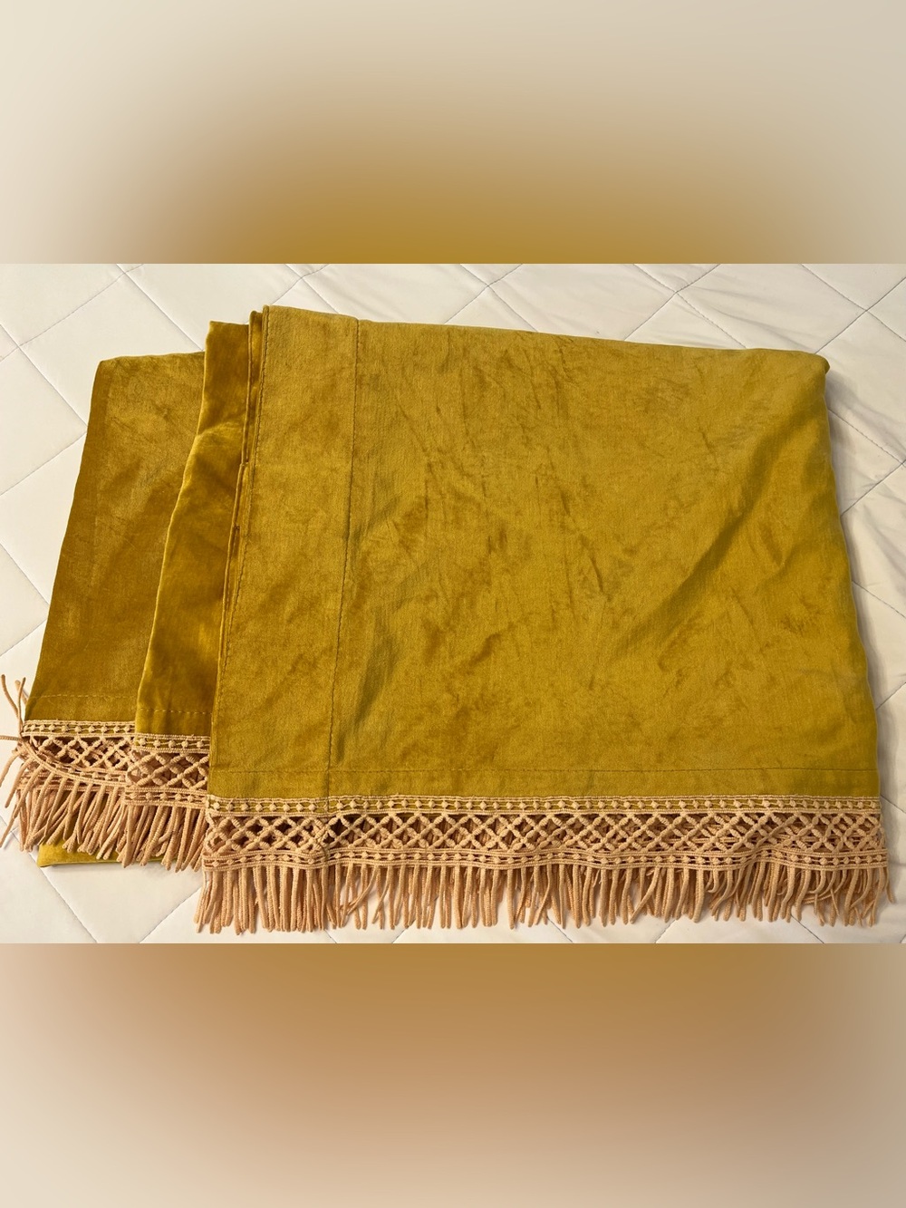 One 54"x84" Curtain Panel Target Opalhouse Jungalow Velvet Macrame Gold